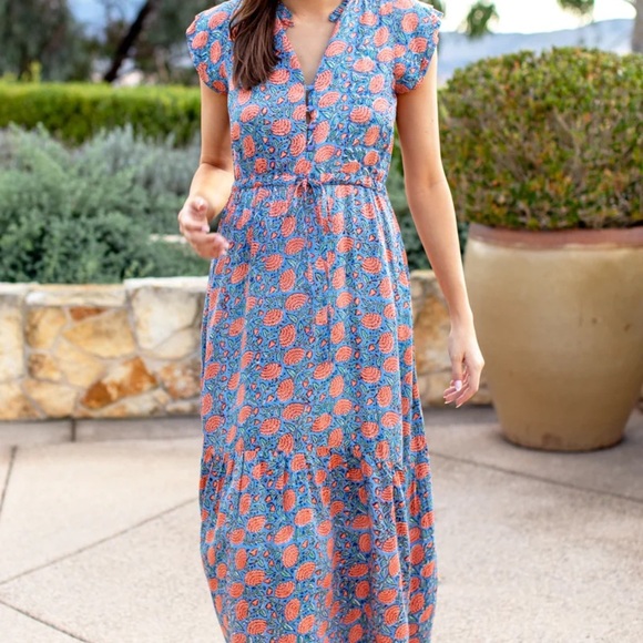 Emerson Fry India Collection Vibrant Floral Maxi Dress NWT - Picture 2 of 10